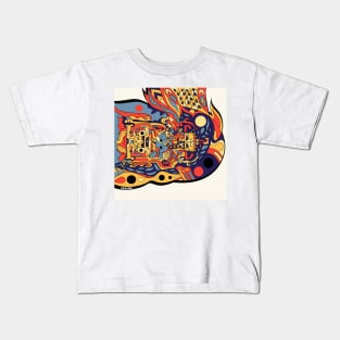 pakal the mayan magical astronaut in alien ship of pattern and colors Kids T-Shirt